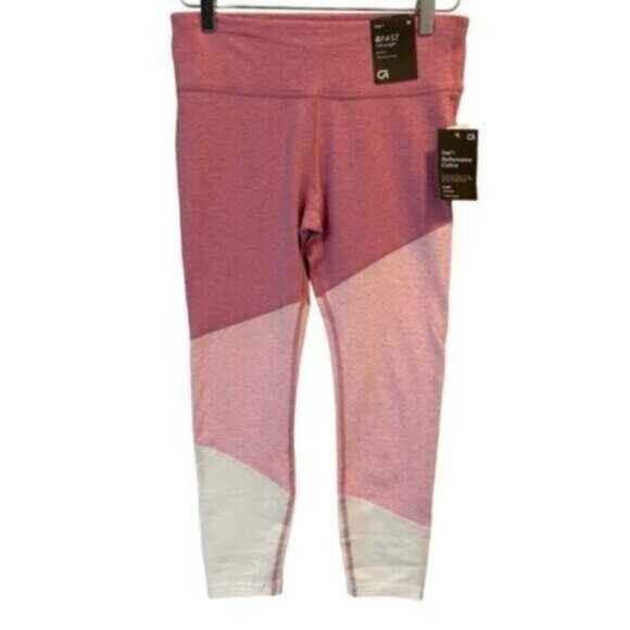 NWT GAP | French Pink Heather GFast 7/8 Colorblock Cotton Leggings Size Medium - Picture 2 of 9